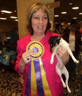 GCh. Barbary’s That’s So Raven and Breeder/Owner/Handler Denise Monette